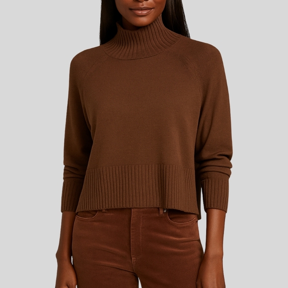 Eileen Fisher Turtleneck Sweater Women’s Size XL Auburn Merino Wool Cropped Boxy - Picture 1 of 15
